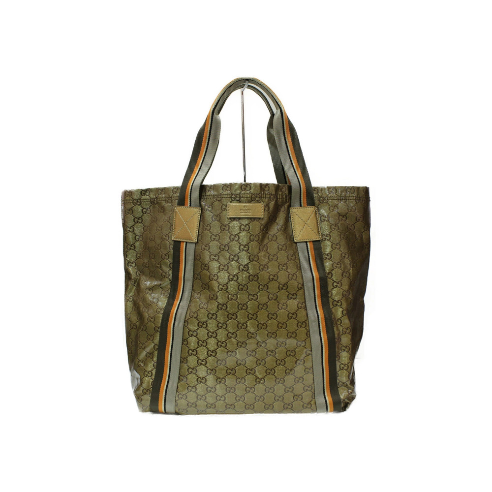 GUCCI Signature Tote Bag Canvas Gold